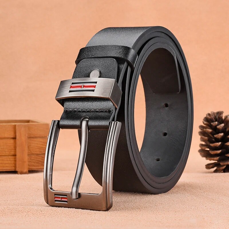 Leather Works Belt - Модный повседневный мужской ремень с металлической