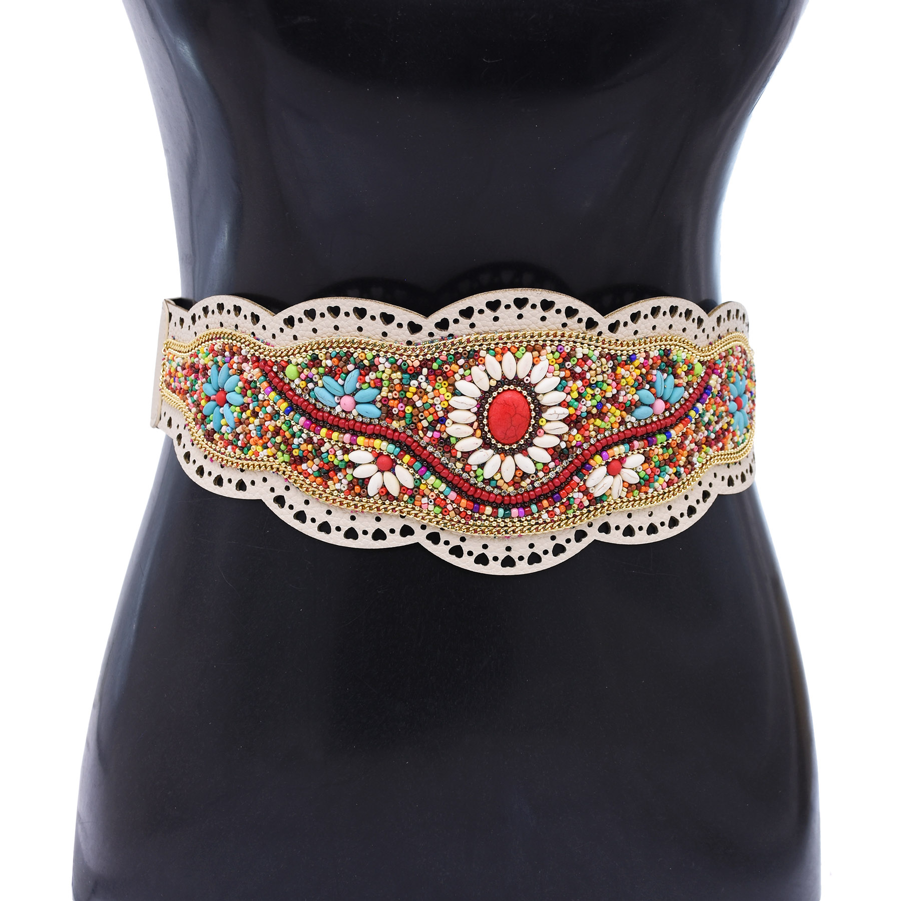 Красочные рисовые бусины пояс  – обзор и цена Leatherwork Jewelry